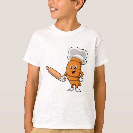 Brot als Koch mit rollendem Button T-Shirt (Vorderseite)