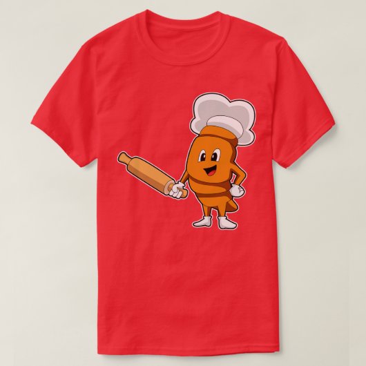 Brot als Koch mit rollendem Button T-Shirt (Design vorne)