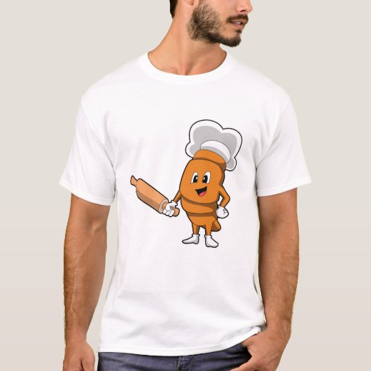 Brot als Koch mit rollendem Button T-Shirt (Vorderseite)