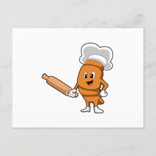 Brot backen mit Nudelholz Postkarte