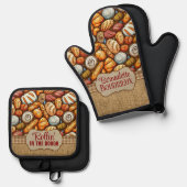 Brot Backen Ofenhandschuh & Topflappen-Set (Vorderseite/Rückseite)