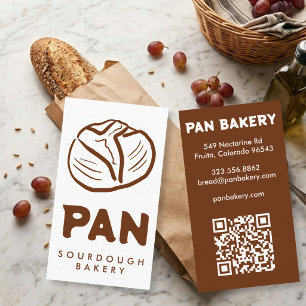 Brot Bäckerei Sauerteig INDIVIDUELLER QR Handgezei Visitenkarte