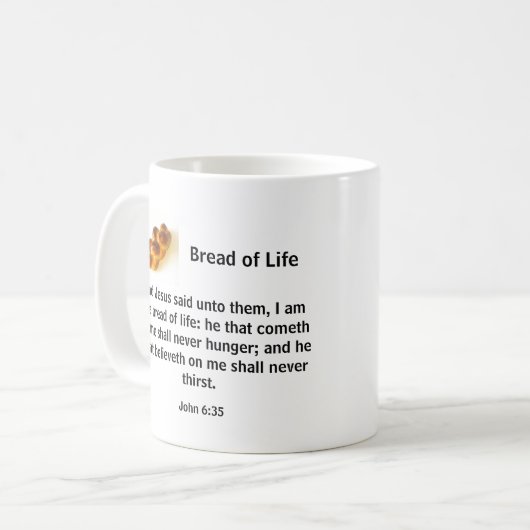 Brot der Leben-Tasse Kaffeetasse (Vorderseite Links)