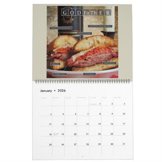 Brot: Elemente eines Sandwich-Kalenders Kalender (Jan 2026)
