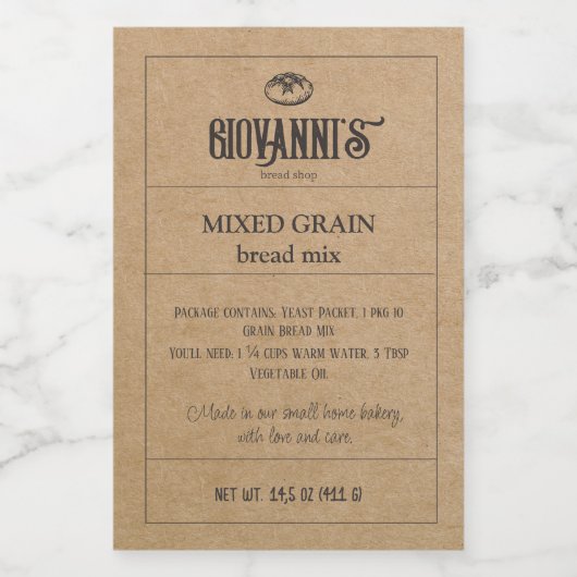 Brot Etikett Brown Kraft Papierbäckerei (Einzelnes Label)