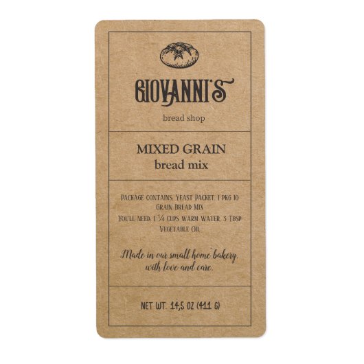Brot Etikett Brown Kraft Papierbäckerei (Vorne)