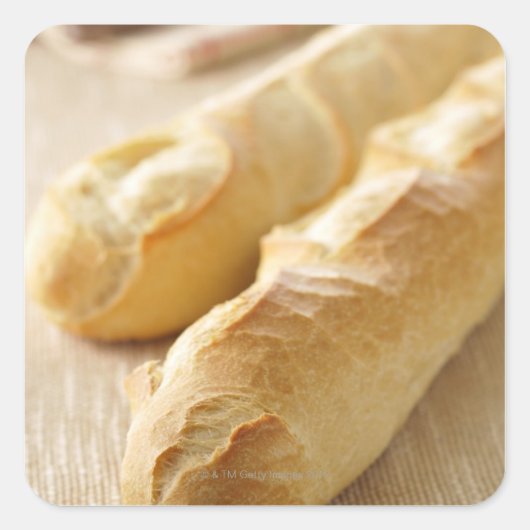 Brot, französischer Stock Quadratischer Aufkleber (Vorderseite)