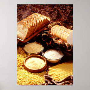 Brot in Scheiben, Mehl, Reis und verschiedene Nude Poster
