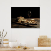 Brot, Käse und Wein Poster (Küche)