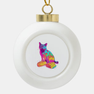 Brot Meowphosis – Glitchiger lustiger Katzen-Meme Keramik Kugel-Ornament