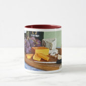 Brot-Trauben-Cheddarkäse-und Tasse (Zentrum)