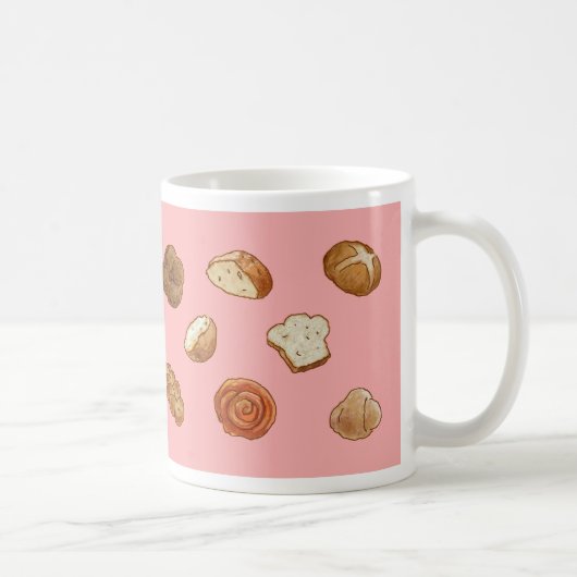 Brot- u. Gebäckmuster-Tasse - Rosa Kaffeetasse (Rechts)