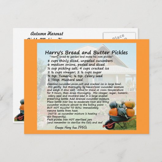 Brot und Butter Pickles Rezept Postkarten (Vorne/Hinten)