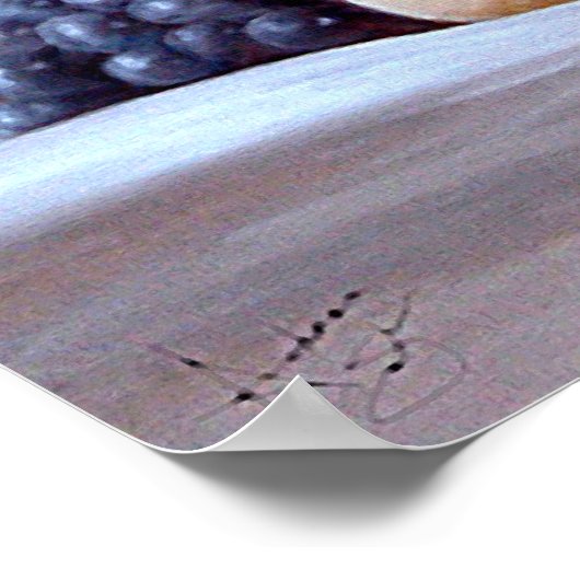 Brot und Käse mit Merlot Poster (Ecke)