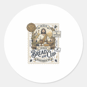 Brot und Kelch Jesus Kommunion Christlicher Glaube Runder Aufkleber
