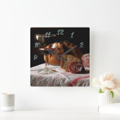 Brot und Wein Quadratische Wanduhr (Zuhause)