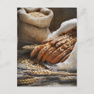 Brot und Weizenähren Postkarte