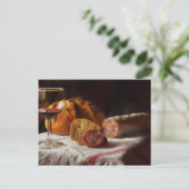 Brot, Wein und Salami Postkarte (Stehend Vorderseite)