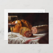 Brot, Wein und Salami Postkarte (Vorne/Hinten)
