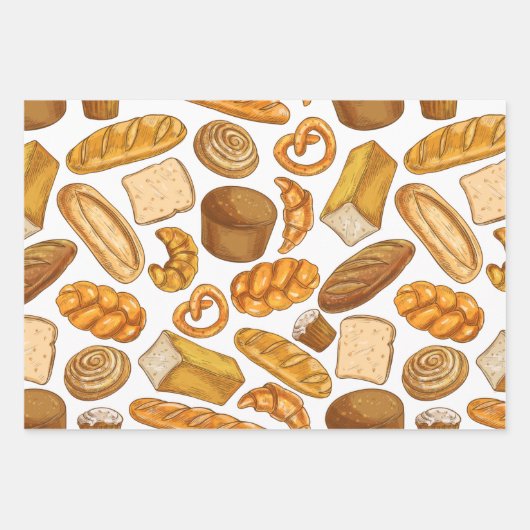 Brotbacken und Bäckerei gepolstertes Muster  Geschenkpapier Set (Vorderseite 2)