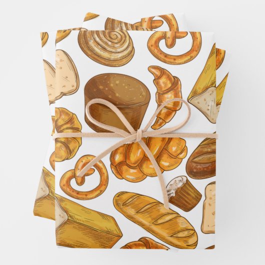 Brotbacken und Bäckerei gepolstertes Muster Geschenkpapier Set (Beispiel)