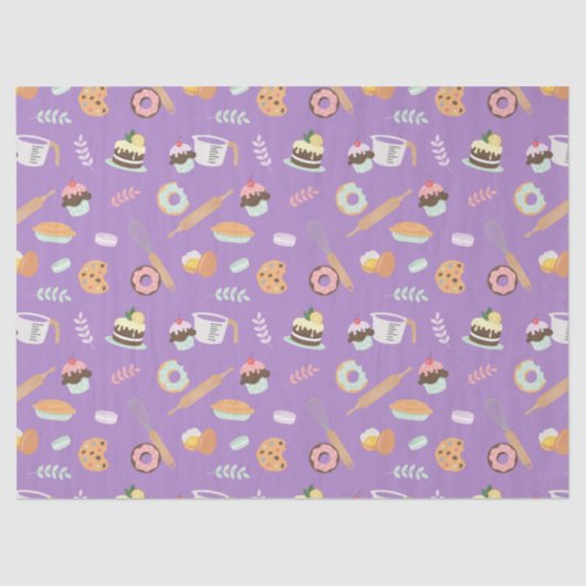 Brotbacken und Süßigkeiten Bäckereimuster Seidenpapier (Vorderseite)