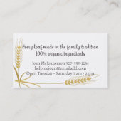 Brotbacken veganer Lebensmittel Visitenkarte (Rückseite)