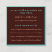 Brotbäckerei Café Café Barista Kaffee Quadratische Visitenkarte (Rückseite)