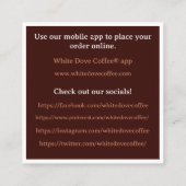 Brotbäckerei Café Café Barista Kaffee Quadratische Visitenkarte (Rückseite)