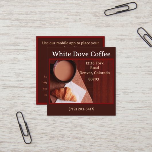 Brotbäckerei Café Café Barista Kaffee Quadratische Visitenkarte (Vorderseite/Rückseite Beispiel)