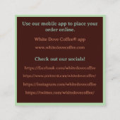 Brotbäckerei Café Café Barista Kaffee Quadratische Visitenkarte (Rückseite)