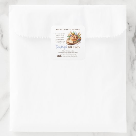 Brotbäckerei Wasserfarbstoffe & Allergene Quadratischer Aufkleber (Tasche)