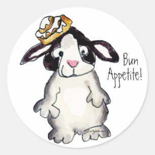 Brötchen-Appetit-Cartoon-Kaninchen-Aufkleber Runder Aufkleber