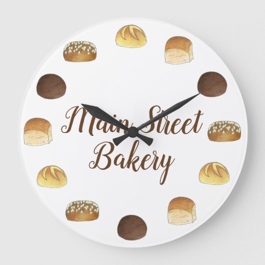 Brötchen Brötchen Bäckerei Bäckerei Koch Feinschme Große Wanduhr (Vorderseite)