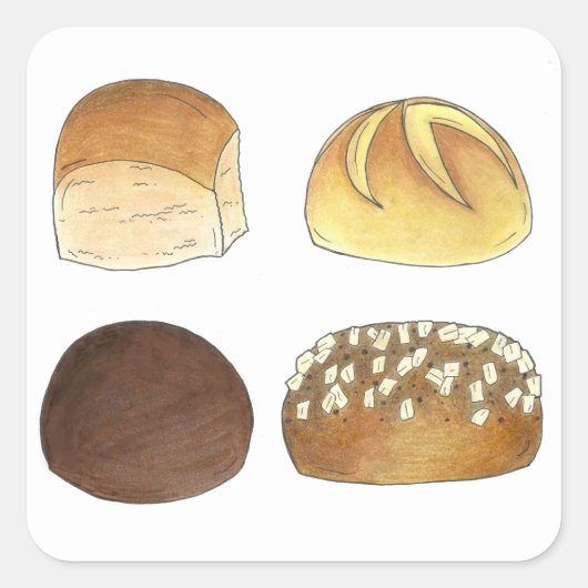 Brötchen Brötchen Bäckerei Bäckerei Koch Feinschme Quadratischer Aufkleber (Vorderseite)