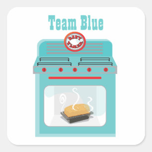 "Brötchen im Ofen" Babyparty-Aufkleber Quadratischer Aufkleber