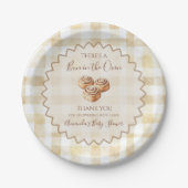 Brötchen im Ofen Beige Gingham Babyparty Pappteller (Vorderseite)