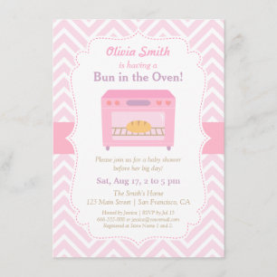 Brötchen im Ofen Pink Baby Shower Einladungen