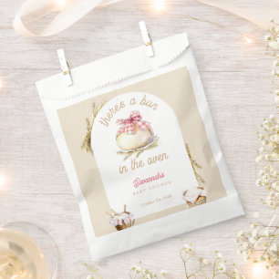 Brötchen Im Ofen Rosa Gingham-Schleife Baby-Party Geschenktütchen