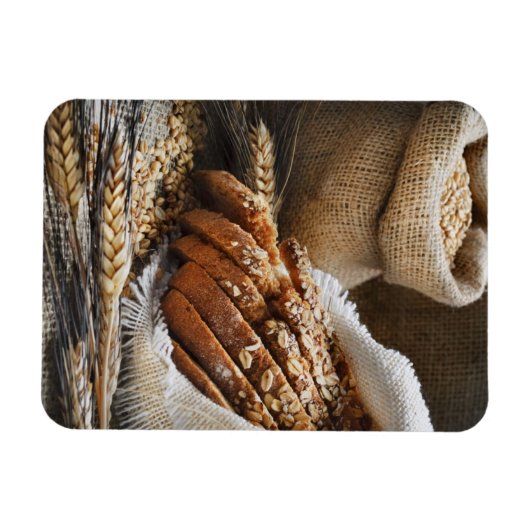 Brötchen und Weizenohren Magnet (Horizontal)