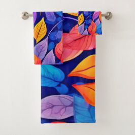 Brothel-Stil: Lebhafte Leaf-Muster Badhandtuch Set