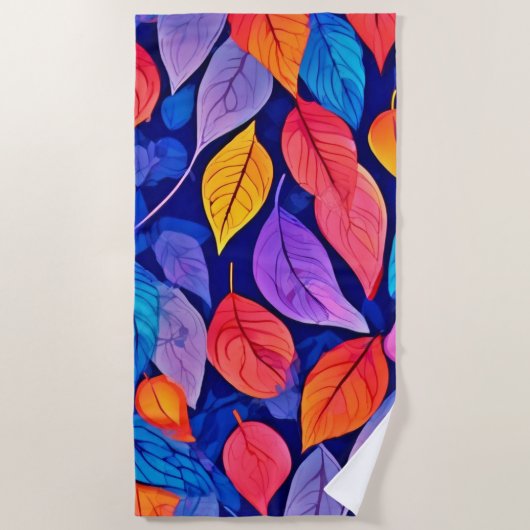 Brothel-Stil: Lebhafte Leaf-Muster Strandtuch (Vorderseite)