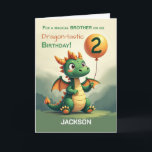 Brother 2. Geburtstag Personalisischer Name Niedli Karte<br><div class="desc">Füge den Namen deines Bruders zu dieser Geburtstagskarte hinzu,  um sie wirklich zu seinem Namen zu machen. Mit einem hellen Ballon,  einem grünen Drachen und magischen Touchs verwandelt diese personalisierte Version seinen zweiten Geburtstag in einen Sake voller Freude und Liebe.</div>