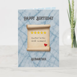 Brother 5 star review blue birthday karte