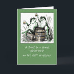 Brother 60. Geburtstagsfrosch Toasting mit Bier Karte<br><div class="desc">Alles Gute zum 60. Mal für deinen Bruder! Schicke eine fröhliche und lustige Stimmung mit dieser Karte, während er seinen Geburtstag feiert. Die beiden Kröten sind lustig, wie sie sich verbinden und über ein Fass trinken, das wird sicherlich Ihrem Bruder Lächeln und fühlen alle guten Schwingungen! Vintage Bild mit freundlicher...</div>