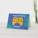 Brother 7 Year Old Birthday Gamer Controller Karte<br><div class="desc">Mit dieser niedlichen und lustigen Karte können Sie glückliche 7. Geburtstagsgrüße an einen lieben Bruder schicken,  der Lieben zum Videospielen hat. Das Cover verfügt über einen gelben Game Controller.</div>