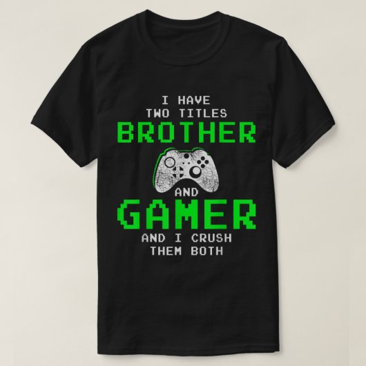Brother and Gamer Retro Pixel Design T-Shirt (Design vorne)