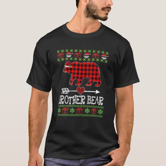 Brother Bear Santa Red Kariert Family Pajamas für T-Shirt (Vorderseite)