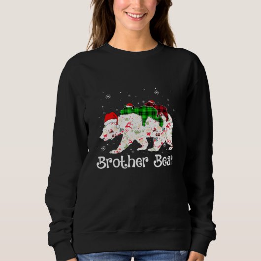Brother Bear Two Cubs Red Green Kariert Christmas Sweatshirt (Vorderseite)
