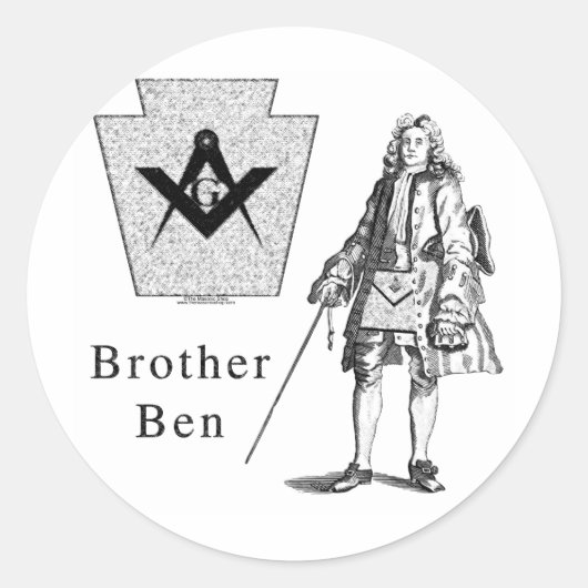 Brother Ben Franklin Runder Aufkleber (Vorderseite)
